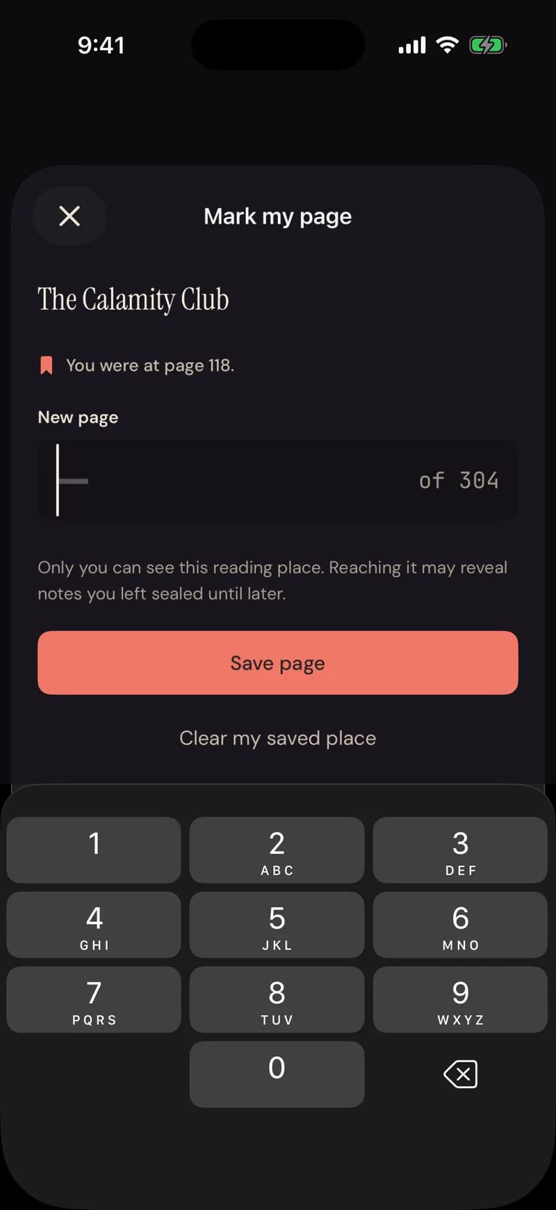 Mark my page: the new page number, and who can see your reading place