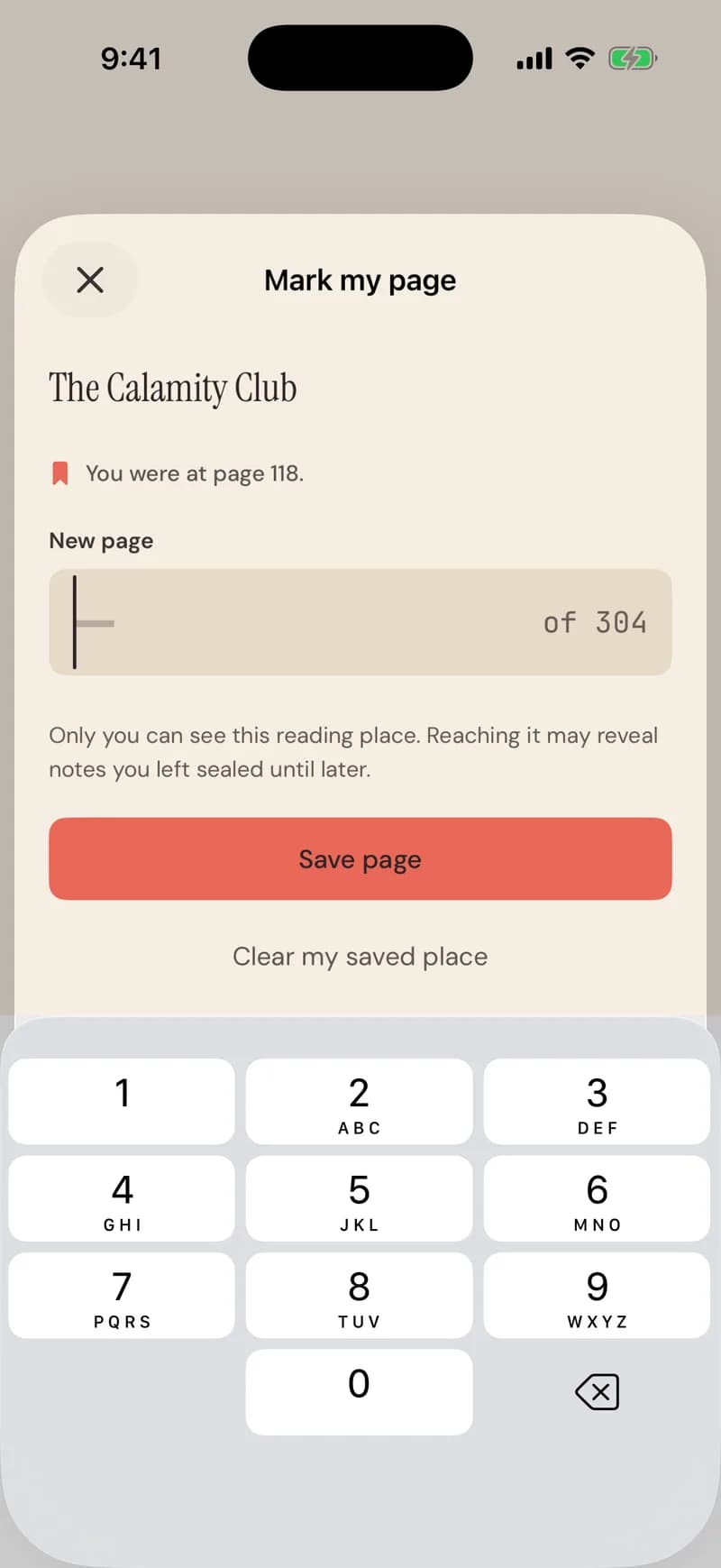 Mark my page: the new page number, and who can see your reading place